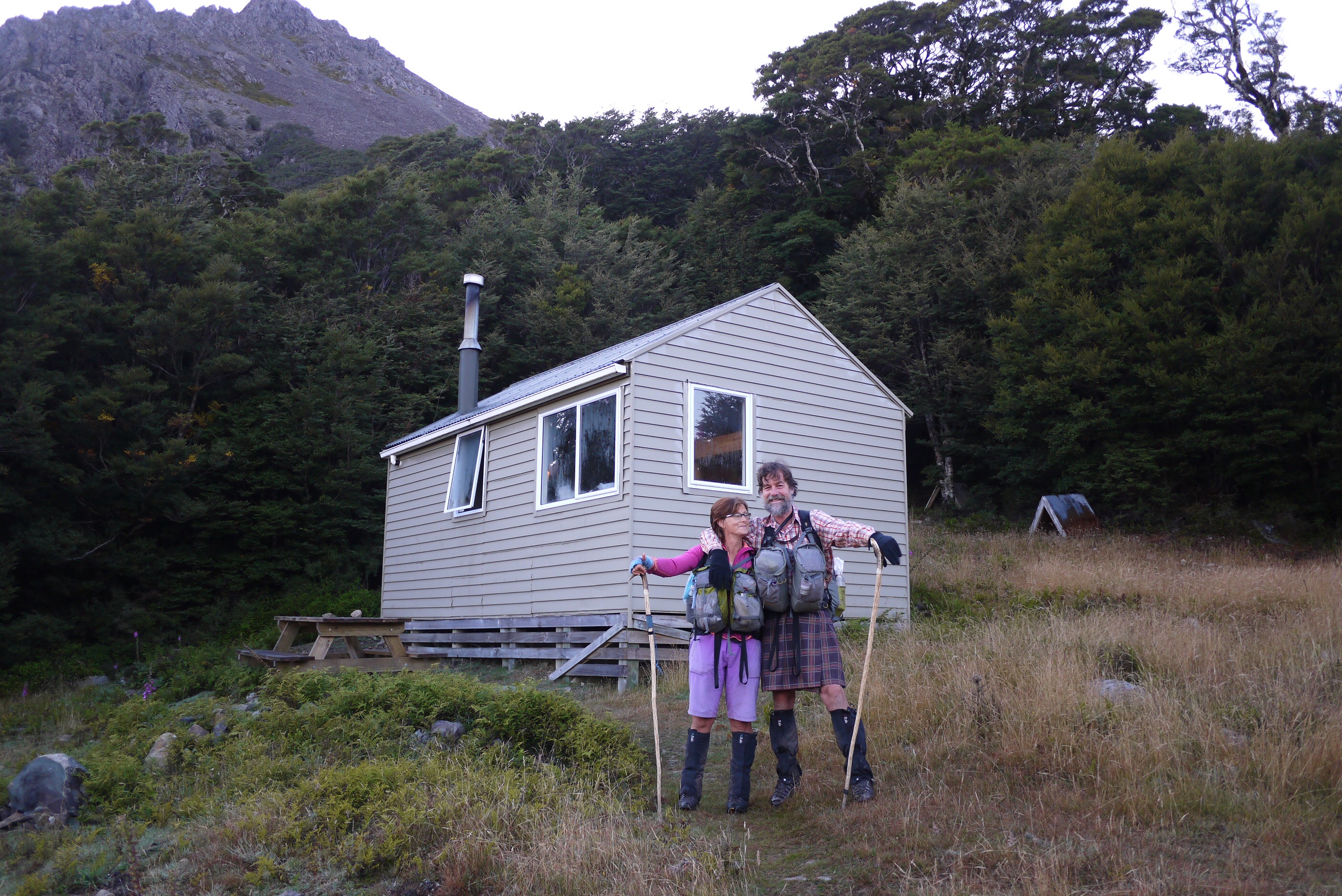 Finny and Fi at Mount Rintoul hut